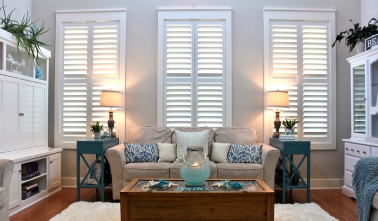 Orlando modern sunroom with chic shutters 